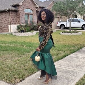 Elegant High-Low Colorblock Skirt